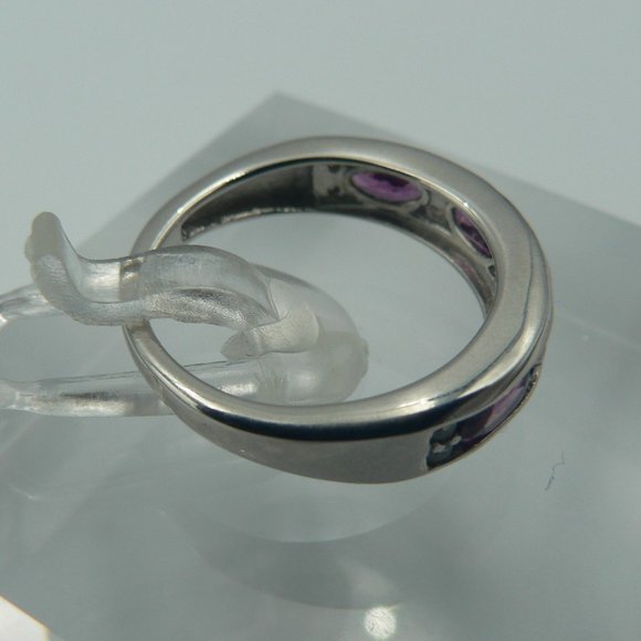 Sz 5 Genuine Orissa Rhodolite Garnet & White Zircon Band Ring - Picture 3 of 5